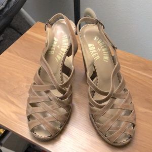 Fiorentini + Baker Leather Slingback Sandals platform size 7 Italy size37